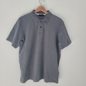 Ted Baker London Gray polo shirt Striped  1/4 button collar Mens Size 4 Large